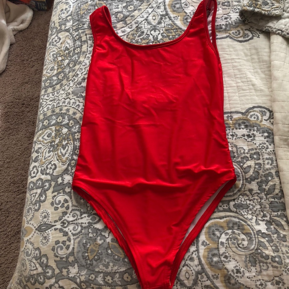 Red one piece swimsuit